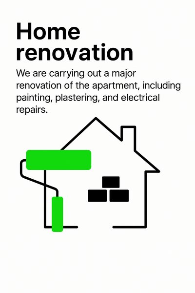 Home Renovation Promotional Graphic with Simple Line Art