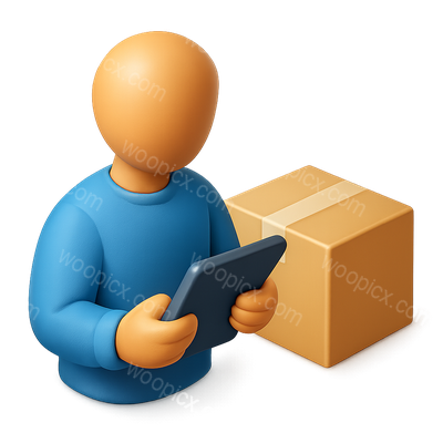 Isometric 3D Tablet Holder with Box Illustration