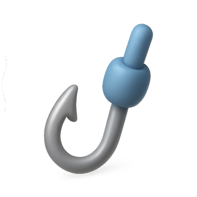 3D Render of a Fishing Hook with Blue and Gray Color Scheme