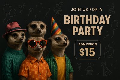 Fun Birthday Party Invitation with Stylish Meerkats