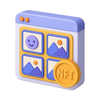 3D Icon of an NFT Gallery for Digital Art Display