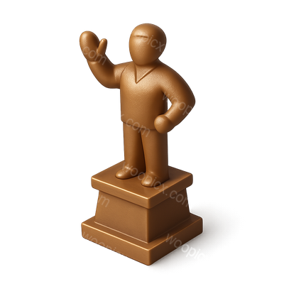 3D Bronze Statue Icon with Isometric View
