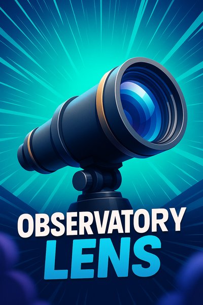 Dynamic Observatory Lens Illustration with Engaging Design Elements