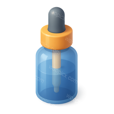 Stylish 3D Dropper Bottle Icon with Isometric View