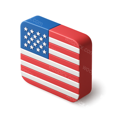 3D American Flag Icon with Isometric Design
