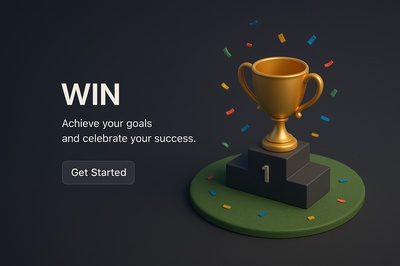 3D Trophy Scene for Celebrating Success in Dark Background