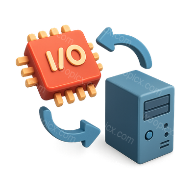 3D I/O Processor Icon with Isometric Design