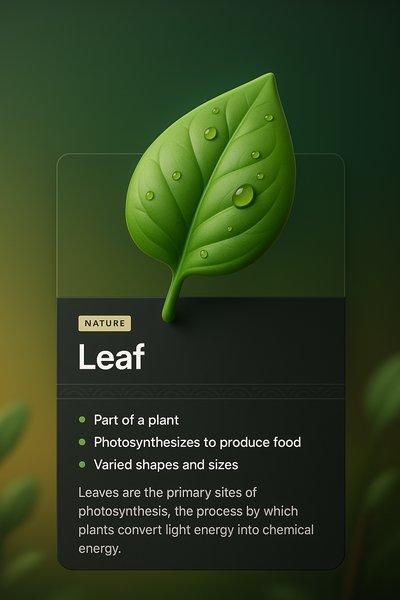 3D Leaf Design with Informative Overlay for Web Page