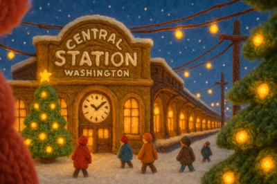 Festive Yarn Station Scene in Washington