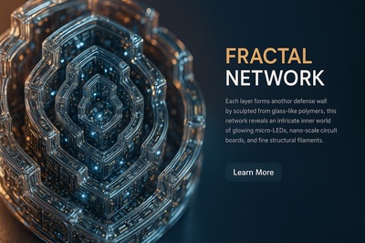 Hyperrealistic Fractal Network with Glowing Micro-LEDs