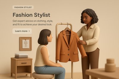 Realistic 3D Illustration of Fashion Stylist Scene