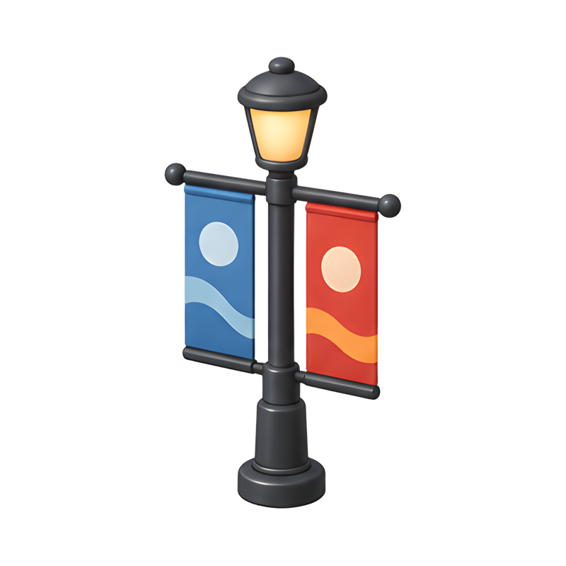 lamppost with street banners