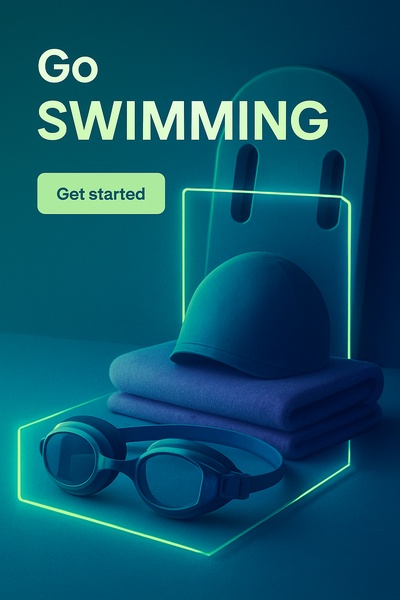 Neon Atmosphere of Swimming with Glowing Elements