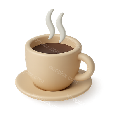 Stylish 3D Coffee Cup Icon with Steam Effect