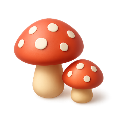 3D Icon of Mushrooms with Volumetric Feel