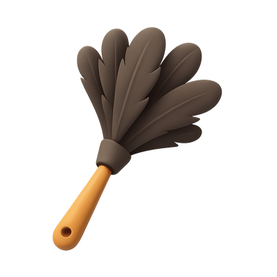 Stylized 3D Feather Duster Icon with Isometric Design