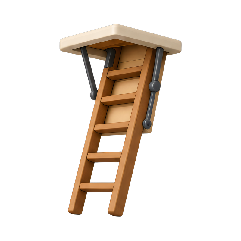 folding attic ladder in use