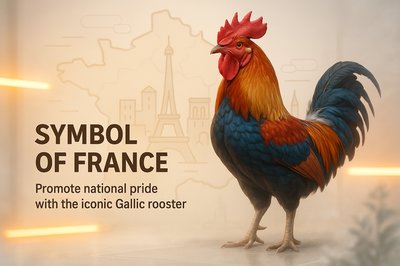 Illustration of the Iconic Gallic Rooster Representing France