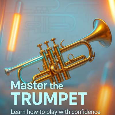 3D Illustration of a Trumpet with Learning Theme