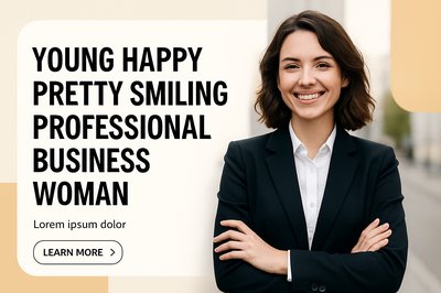 Confident Businesswoman Portrait with Modern Design