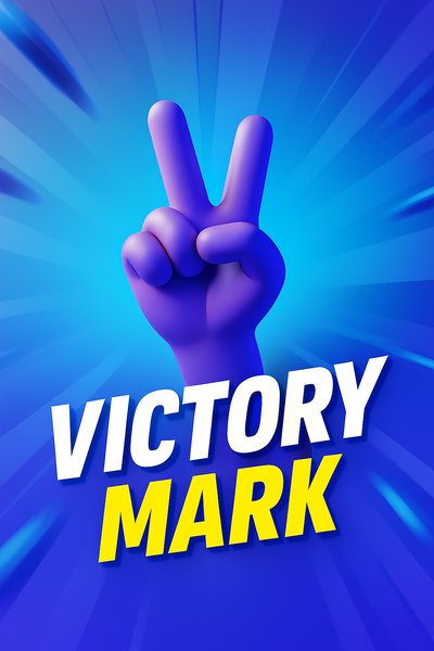 Dynamic Victory Mark Illustration with Bold Colors