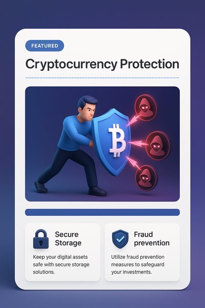 3D Illustration of Cryptocurrency Protection Against Hackers