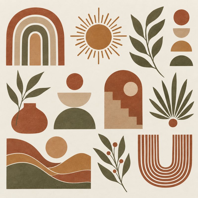 Boho abstract design elements pack