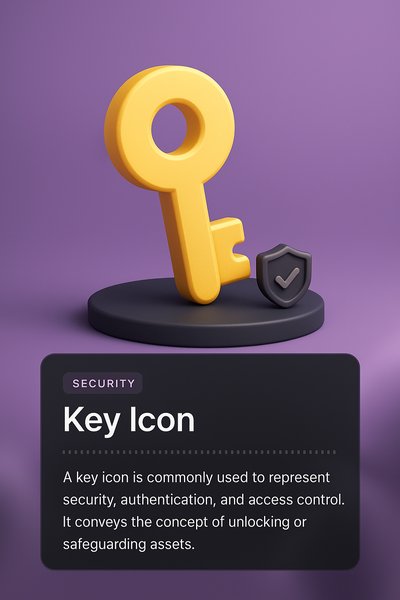 3D Key Icon Illustration for Security Concepts