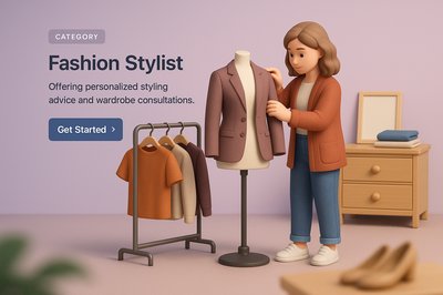 Stylish 3D Fashion Stylist Illustration for Wardrobe Consultations