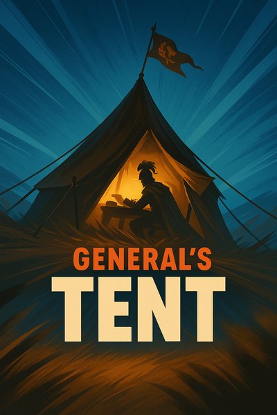 Dynamic Illustration of a General's Tent with Vibrant Colors