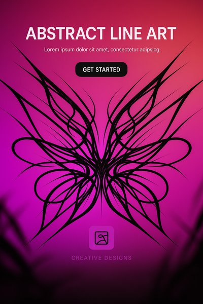 Abstract Line Art Butterfly Design with Creative Elements
