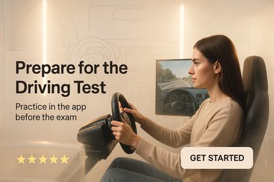 Driving Test Preparation App Promotional Graphic
