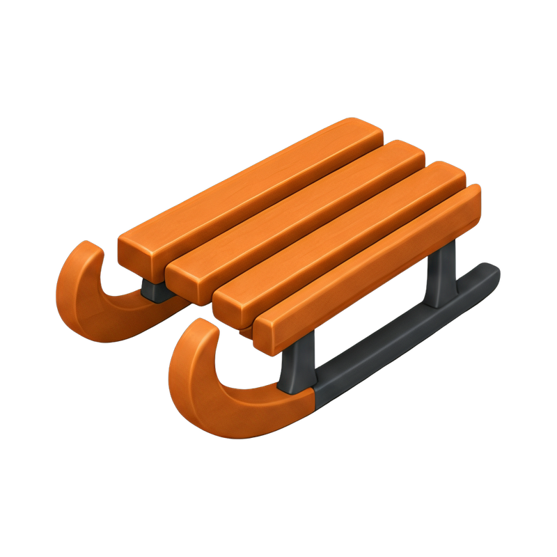 Winter fun on a toboggan