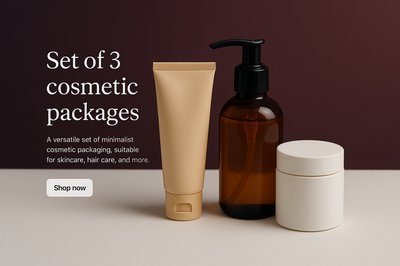 Stylish Set of 3 Cosmetic Packages for Skincare and Hair Care