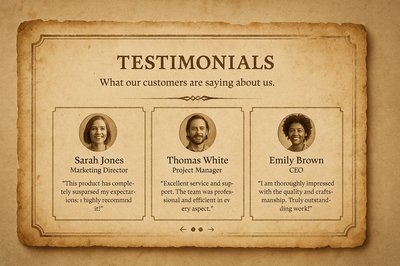 Customer Testimonials Section with Vintage Design