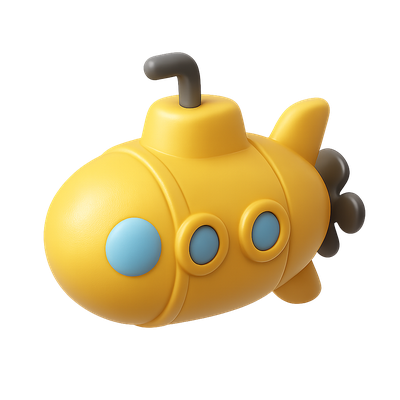 Stylized 3D Submarine Icon with Bright Colors