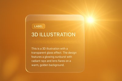 3D Illustration of Sunlight with Glare and Transparent Glass Effect