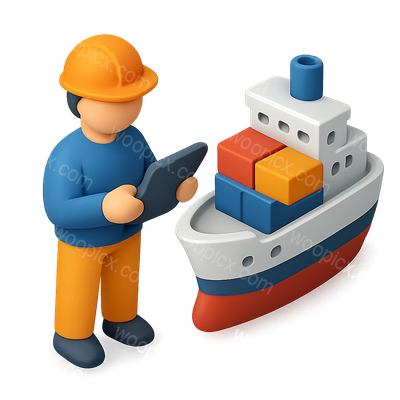 Person with Tablet Next to 3D Ship Icon