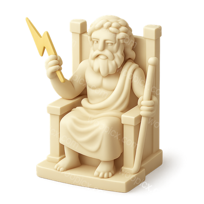 3D Zeus Statue Icon with Isometric Design