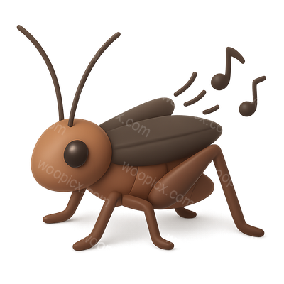 3D Cricket Icon with Musical Notes and Isometric Design