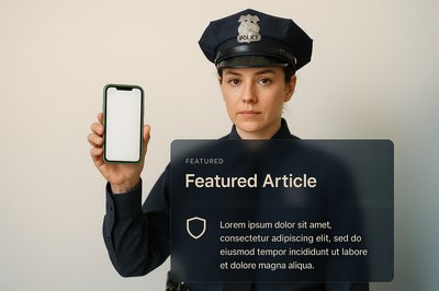 Female Police Officer Holding a Phone in Uniform