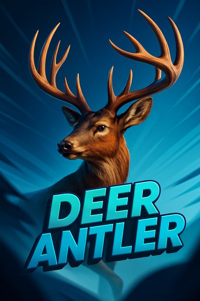 Dynamic Deer Antler Illustration with Bold Typography