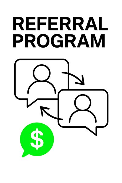 Minimalist Referral Program Graphic Featuring Icons and Dollar Sign