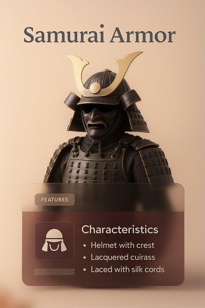 Detailed 3D Samurai Armor Illustration with Features