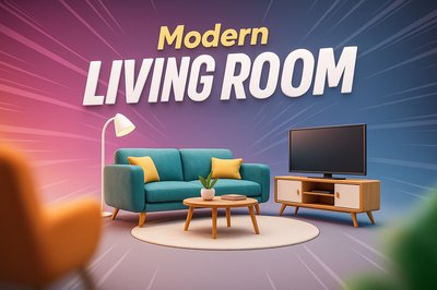 Dynamic Modern Living Room Design with Bold Typography