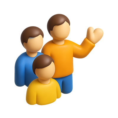 Colorful 3D Group Interaction Icon in Isometric View