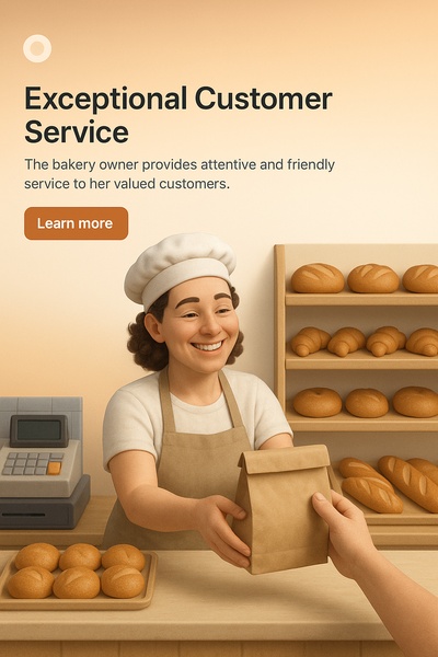 Smiling Baker Providing Exceptional Customer Service in Bakery