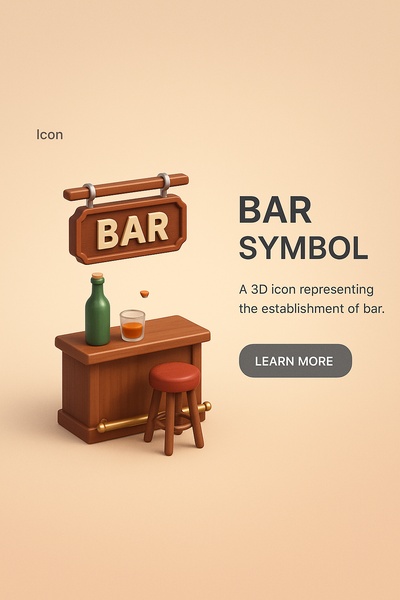 3D Bar Symbol Illustration in Realistic Style