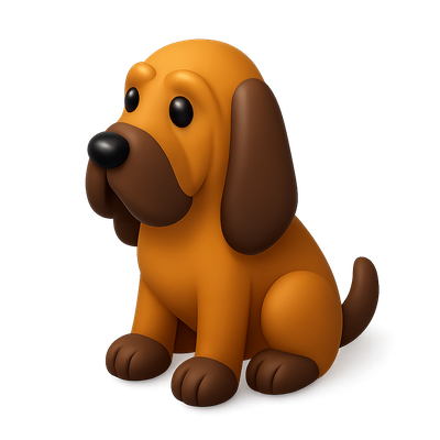 Stylized 3D Bloodhound Icon in Isometric View