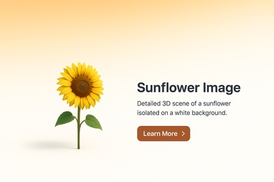 Detailed 3D Sunflower on White Background